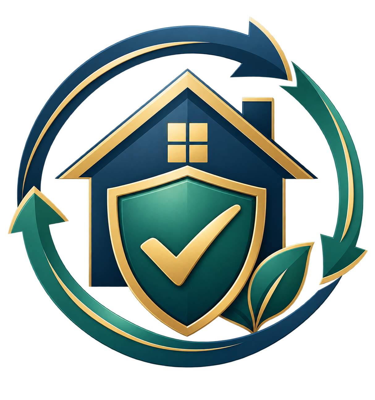 Home, shield, and checkmark emblem representing continuous facility compliance and maintenance